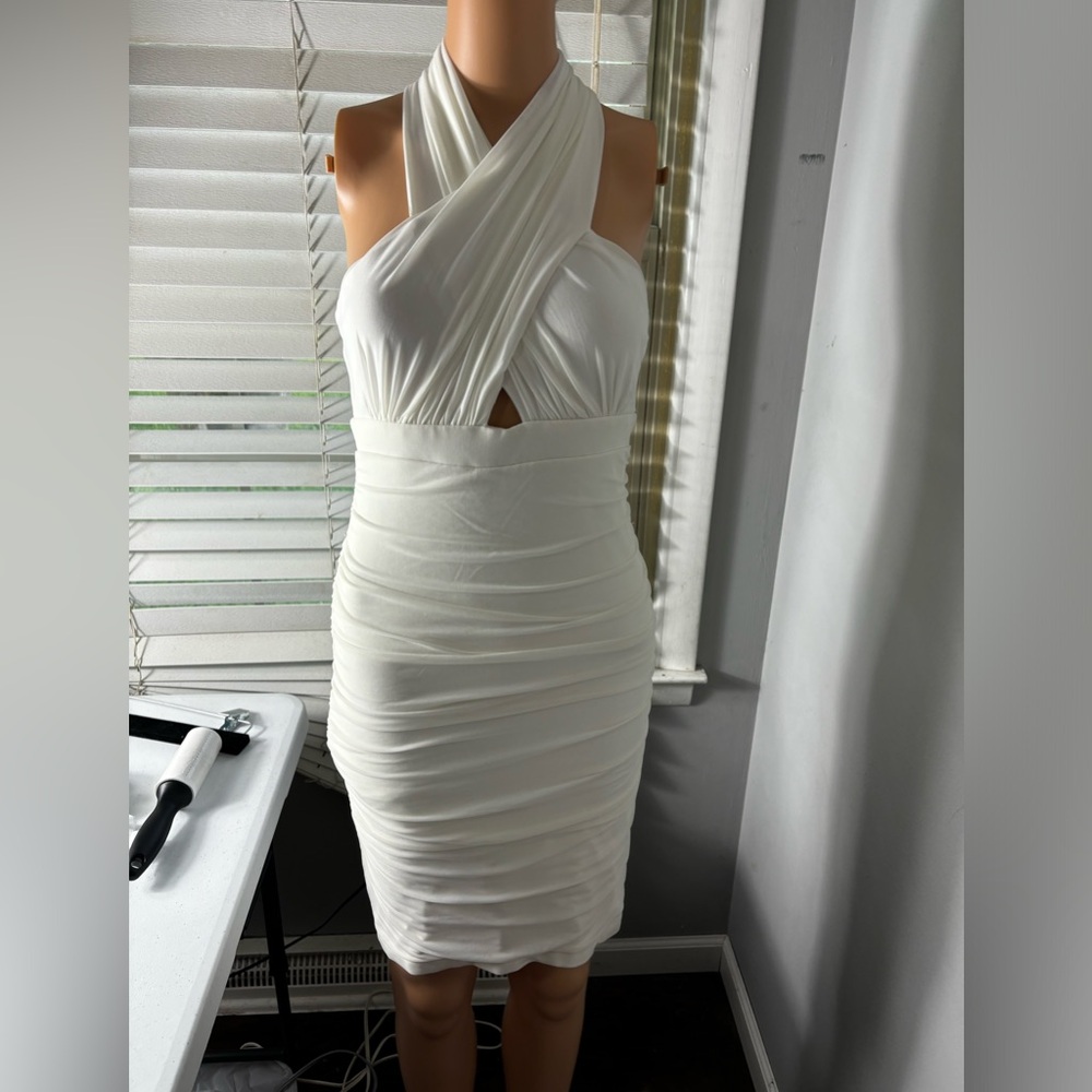 Bardot Backless Dress in White
